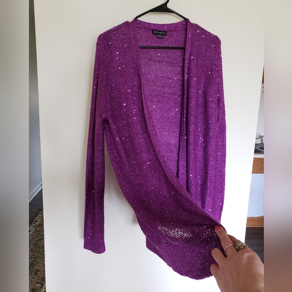 NWOT Elegant sparkled fuchsia cardigan - Picture 11 of 14